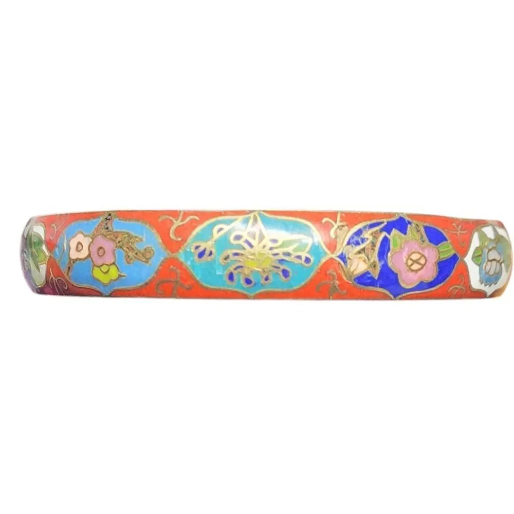 Vintage 60's Chinese Cloisonné Enamel Bangle Bracelet